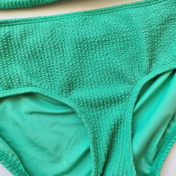 Bravissimo Textured Green Bikini Set One Shoulder Top Summer Pool Beach Swim - Picture 4 of 7